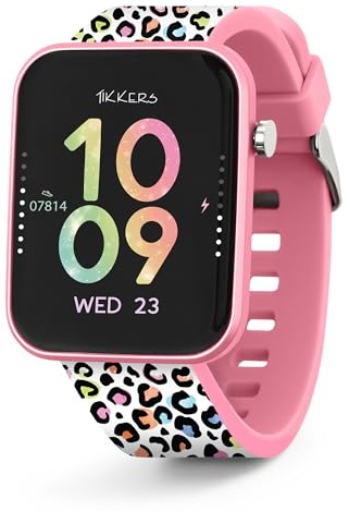 Tikkers Kids Series 13 Leopard Smart Watch con Fitness Tracker, sveglia, fotocamera, connessione GPS, cardiofrequenzimetro, contapassi, touch screen, IP68, cinturino in silicone