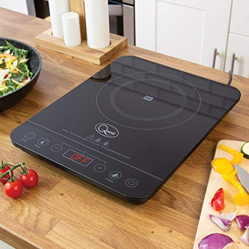 Quest 35839 Single Digital Induction Hob & Hot Plate / 10 Temperature Settings From 60-240°C/Touch Control with LED Display/Automatic Overheat Protection / 2000W