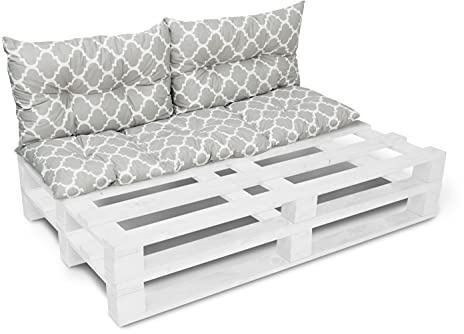 Ensemble de 3 coussins de banc de jardin, avec dossier, pour siège et palette Europe, 40 x 120 cm, avec 2 coussins de 40 x 60 cm