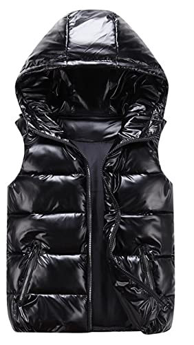 BESTORI Herren Steppweste Weste mit Kapuze Sportweste Leicht Winter Ärmellos Jacke Outdoor mit Reißverschluss Schwarz, M