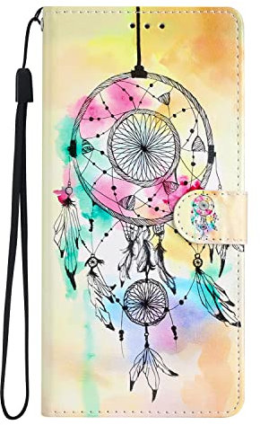 Samsung A20E Case Flip Shockproof PU Leather Wallet Cover with Stand Magnetic Card Holder TPU Bumper Folio Slim Fit Protective Phone Case for Samsung Galaxy A20E Dreamcatcher