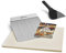 BURNHARD Pizzastein inkl. Pizzaschaufel & Teigspachtel, Für Gasgrill & Holzkohlegrill aus Cordierit und Edelstahl für Brot, Flammkuchen & Pizza, rechteckig - 45 x 35 x 1,5 cm