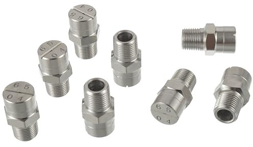 CDDCWZ Lot de 8 buses de pulvérisation haute pression en acier inoxydable 304 à 65 degrés buse de ventilateur haute pression pour balai à eau et nettoyeur de soubassement.