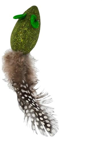 JACK AND VANILLA, Interaktives Katzenspielzeug Maus mit Katzenminze, Stimuliert den Jagdinstinkt, Langlebig und sicher, 4,3 cm, Grün/Braun, Herbals-Modell