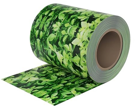 FIVMEN Sichtschutzstreifen PVC Zaun Sichtschutz 35m x 19cm Zaunfolie, mit Clips Blickdicht Anti-UV Sichtschutzfoile, für Doppelstabmattenzaun Stabmattenzaun Gartenzaun Sichtschutz (Kleine Blätter)