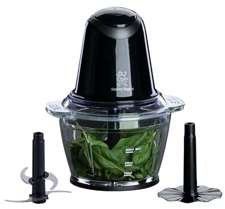 Stanley Rogers Standmixer und Multizerkleinerer, 500W mit 1L Glasbehälter, 4-Klingen-System plus Mixaufsatz, 2 Geschwindigkeitsstufen