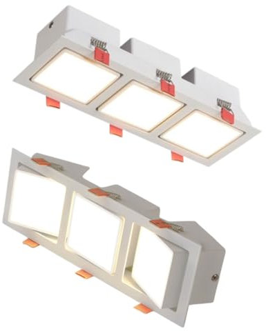 Luminaire encastré à LED à 3 têtes, 9,7 Pouces, Finition Blanche, Angle réglable, 2 350 lumens, IRC 90+, 3 CCT sélectionnables 3 000 K, 4 100 K, 6 000 K
