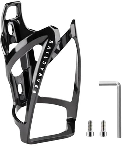 Bearactive Bike Bottle Holder with UK Made 750ml Bottle - BPA Free Leak Proof Cycling Water Bottle with Valve Lid – Bottle Cages with Screws for Road & Mountain Bikes (1 Pack No Bottle, Black)