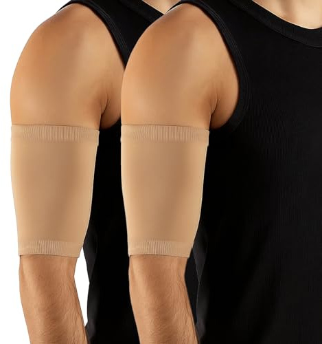 Calzi Picc Line Cover Arm Sleeve för Överarm, Armband för Blodsockermätare, Kateter eller Glukosmätare, 70 DEN, Män och Kvinnor, 2 Stycken Hudfärg, Tillverkad i Italien