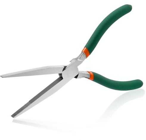 SPEEDWOX Pinza a becco lungo e piatto con ganascia seghettata Pinza a becco d'anatra da 7 pollici per la produzione di gioielli, piegatura e raddrizzamento di fili metallici