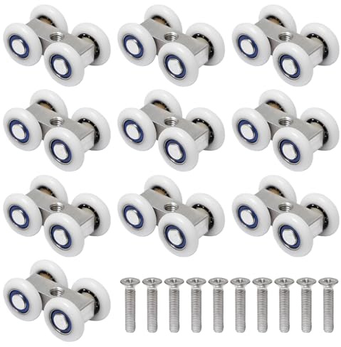Sxutop 10 Pezzi Roulettes pour Portes Coulissantes Rotelle Doccia Scorrevole con Cuscinetti Rulli per Porta Scorrevoli in Vetro Rullo Carrello Porta Scorrevole per Porte Scorrevoli, Armadi, Scomparti