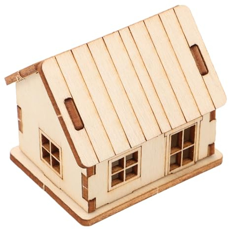 AKOOSY Mini Maison Miniature en Bois Puzzle 3D en Bois À Peindre Soi-Même Maison À Colorier Puzzle Modèle À Assembler Vierge À Colorier