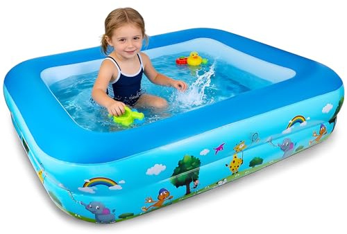 Piscine Gonflable Rectangulaire, Petite Piscine Gonflable Enfant, 120 cm Piscine Rectangulaire Enfant, Pataugeoire Gonflable Portable pour Balcon, Jardin, Plage, Intérieur et Extérieur