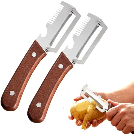 Multi-Functional Vegetable Peeler for Kitchen, New Vegetable Peeler, Ergonomic Potato Peeler & Fruit Slicer, Sharp Blade for Carrot, Apple, Kiwi, Orange, Easy Grip Kitchen Tool (2pcs)