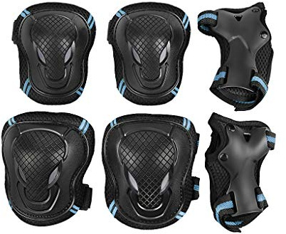 JIAHG Ensemble de Protection Enfant pour Roller Cyclisme Patinage Lot de 6 Protecteurs de Genoux Coudes et Poignet Respirant Antichoc Genouillères Coudières et Protège-Poignets