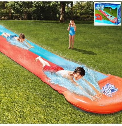 Trade Shop traesio tobogán acuáticos jardín Pista 5, 49mt rampa Lanzamiento y pulverización de 2 plazas
