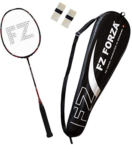 FZ Forza - Badmintonschläger Airflow 74 Lite für Fortgeschrittene - Schlägertasche & 2 Badminton Racket Grip gratis,rot