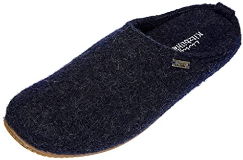 Living Kitzbühel Pantoffel aus 100% Schurwolle | Hausschuhe Damen Herren aus Wolle | Atmungsaktiv & rutschfest Nachtblau, 38
