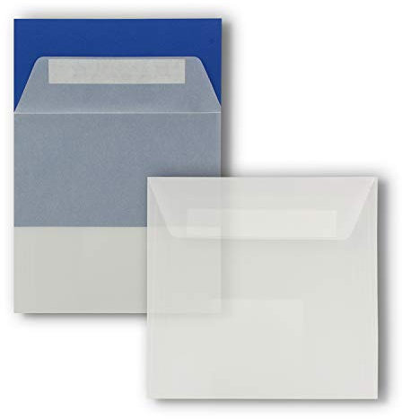 50x Quadratische Brief-Umschläge ohne Fenster in Transparent Weiß - 15,5 x 15,5 cm - Haftklebung - Für Hochzeits-Karten, Einladungskarten und mehr - Serie FarbenFroh