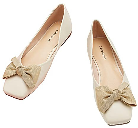C.Paravano Ballerine Donna | Balletto Piatto Donna | Ballerine Punta Quadrata | Ballerine Pelle | Punta Quadrata Balletto Piatto Pelle Verniciata (42,Bianco)