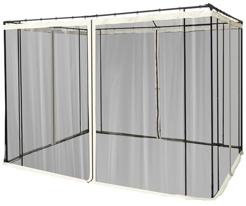 Outsunny Myggnät för 3 x 3 paviljong 4 sidodelar flugnät med krok dragkedja myggnät insektsskydd insektsnät nylonnät svart