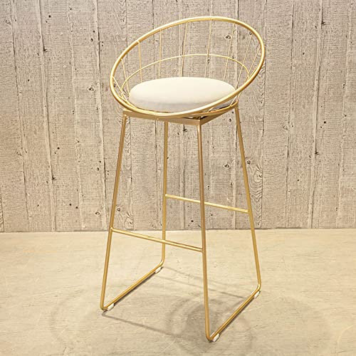 Ontihang Set of 2 Breakfast Dining Chairs Barstools with Metal Frame and Footrest Pu Leather Upholstered Bar Stools for Bar, Counter, Kitchen, Gold