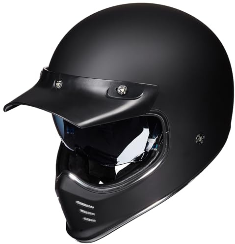 ILM Casco Moto Vintage per Adulti Uomini Donne Visiera Interna Compatibile per ATV Cruiser Scooter ECE22.06 Z502,Nero Opaco,S