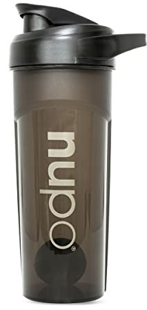 NUPO Fitness Protein Shaker [600 ml - Black] - Premium Mixing Function with Mixing Ball & BPA Free - Gym Bottle for Whey and Supplements