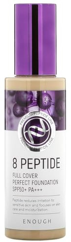 Enough 8 Peptide Full Cover Perfect Foundation LSF 50+ PA+++ (No13 Light Beige, 100 g)