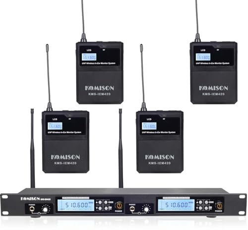 KOMISON Mono Wireless in Ear Monitor System, Professional IEM System Transmitter and Bodypack Receiver for Studio, Guitar, DJ, Live Performance 164Ft