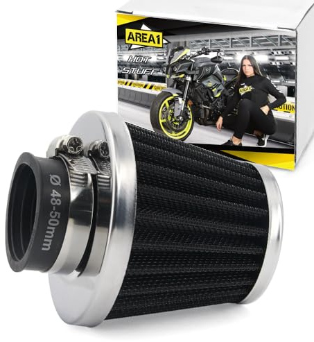 Area1 Universal Tuning Sport luftfilter filter, anslutning 48 49 50 mm, dubbelskikt stål, motorcykel-luftfilter ATV Quad Roller