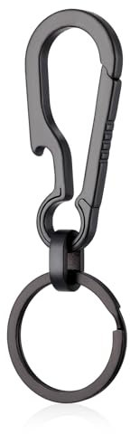 Ouligay Schlüsselanhänger Titanium Karabinerhaken für Schlüssel Robuster,Starke Karabiner-Form Schlüsselhalter als Business-Geschenk für Männer und Frauen(Schwarz)