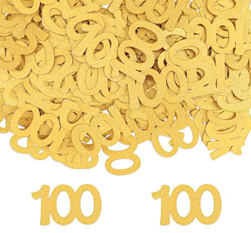GoldRock Konfetti 100 Geburtstag Deko Groß 4,9×2,8cm,100 Stk Glitzer Tischdeko Gold Deko 100. Geburtstag Mann Frau,Streudeko 100. Geburtstage Deko,100 Geburtstage Mann Deko,Geburtstagsdeko 100 Jahre