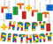 Baustein hängende Wirbel und Happy Birthday Banner
