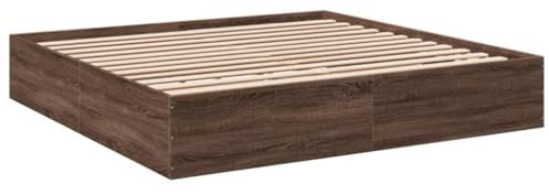 vidaXL Bettgestell, Bett Doppelbett für Schlafzimmer, Bettrahmen mit Lattenrost, Schlafzimmerbett Modernes Design, Braun Eichen-Optik 200x200cm Holzwerkstoff