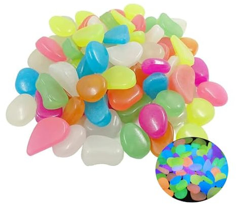 Galet Lumineux,Cailloux Fluorescents,Lumineux Cailloux,Pierres Fluorescentes,Cailloux Artificiels,Multicolore Galets Pierres,Pour la Décoration de Jardins, Allées, Pots de fleurs,200PCS