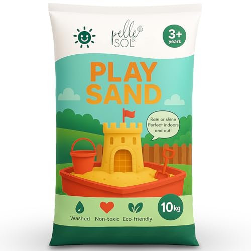 Pelle & Sol 10kg Soft Play Sand for Kids – Non-Toxic Fine Texture for Sandpit, Shell Pit, Water Table, Sensory Activity, Outdoor Play, Dog Area, Garden Use, Craft, Sand Job Projects