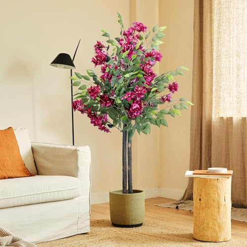 BLAINE | Fikus bougainvillea 100cm | Dekorativa konstväxter | Stor konstväxt | Konstväxter för inom- och utomhusbruk | Realistisk dekorativ konstväxt för hemmet
