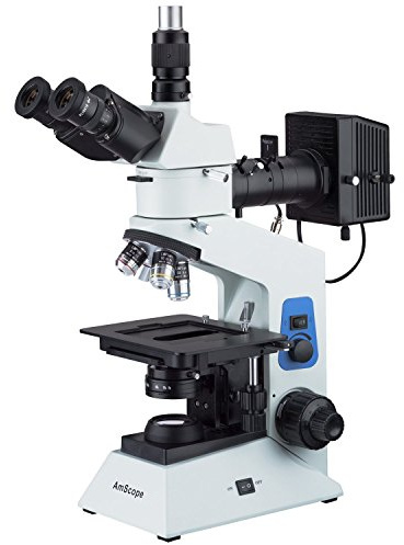 AmScope ME580T-PZ-2L 40X-500X Trinocular Dual-Light Polarized Metallurgical Microscope