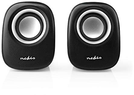 NEDIS, Altoparlante per PC 2.0, 12 W, presa da 3.5 mm, nero/argento