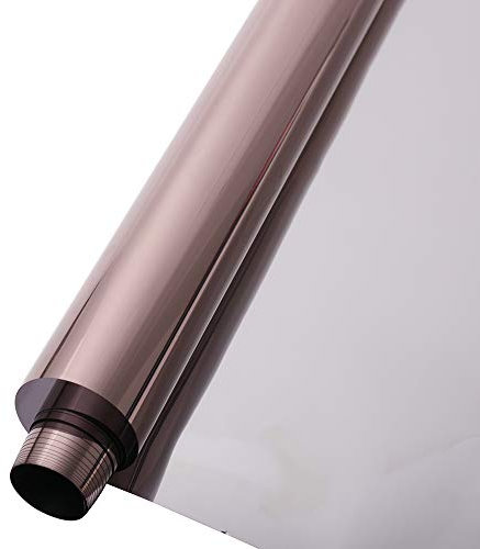 HOHOFILM 45cmx200cm One Way Mirror Window Films Daytime Privacy Reflective Window Tint Self-Adhesive Sun Blocking Heat Control Anti UV for Home,Buildings(Bronze Silver)