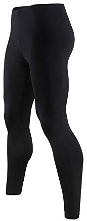9M Mens Ultra Soft Thermal Underwear Leggings Bottoms - Compression Pants with Fleece Lined, Black, Medium