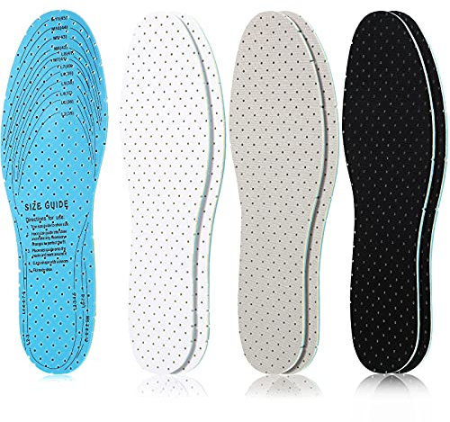 Sintege 3 Pairs Breathable Shoe Insoles Inserts Soft Cushioning Double-Layer Latex Foam Perforated Replacement Insoles for Men 7-11 Woman 2-8(White, Black, Grey)