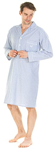 Haigman Mens 100% Poplin Cotton Long Sleeve Tailored Nightshirt