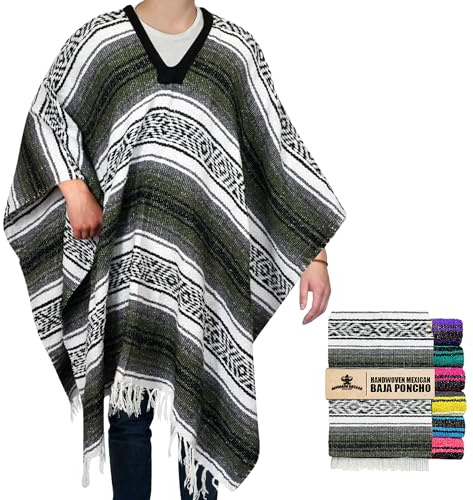 Traditional Mexican Baja Poncho Men and Women Authentic Gaban Serape Sarape Blanket Pancho Jorongo Cowboy
