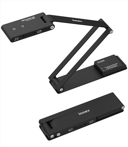 Innex DC500, 4K USB Dokumentenkamera & Webcam Dokumentenscanner, 3-in-1, 13MP, 4K/30fps, 1080P/60fps, KI Mikrofon, Dualer Autofokus, Auto-Flip, LED-Lampe, OCR, Windows, Mac, Chromebook, Fernlernen