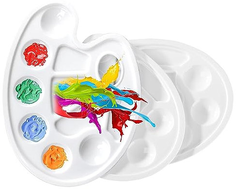 Redreo Mischpalette mit Griffloch und 10 Mischfeldern, 3 Stück Universalpalette für DIY Kunst Malerei