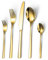 Opolia Besteck Set für 6 Personen, Essbesteck Set 30 teilig aus Edelstahl, Gabel Messer Löffel set, SpüLmaschinenfest, HochglanzPoliert- Goldenes