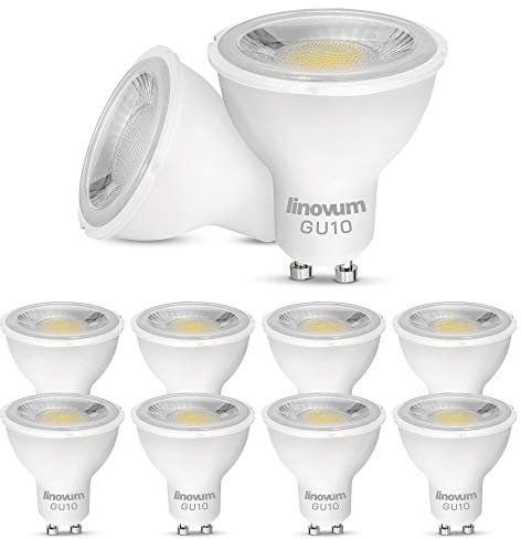 linovum GU10 LED Warmweiß Leuchtmittel 6 Watt Strahler ersetzt 60W Halogen - LED Lampe warmes Licht 40° Abstrahlwinkel 10er Pack