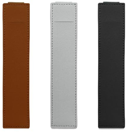 NTRUXZP Stifteetui, 3-stück Vintage Stift Etui - Handgemachte Leder Stiftehalter für Bleistift & Kugelschreiber (Schwarz, Grau, Braun)